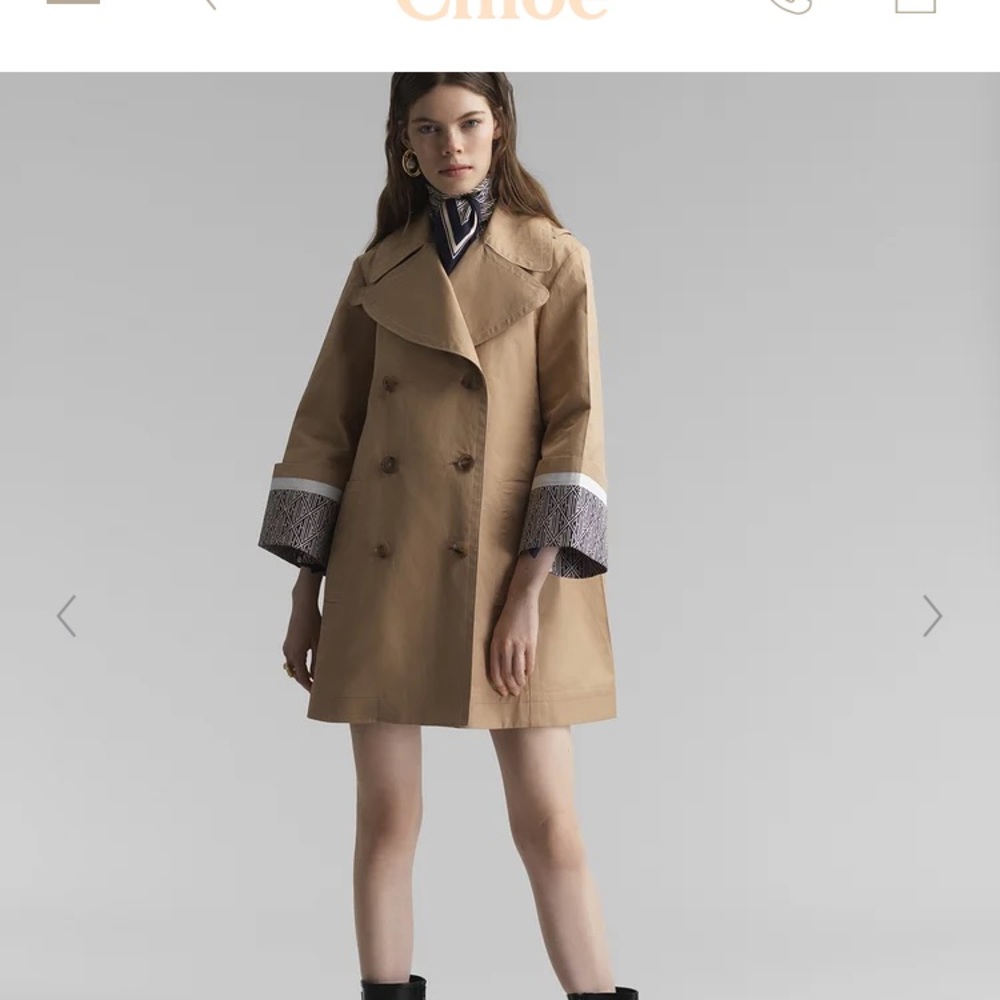 Cotton monogram trench coat with turn-up cuffs
